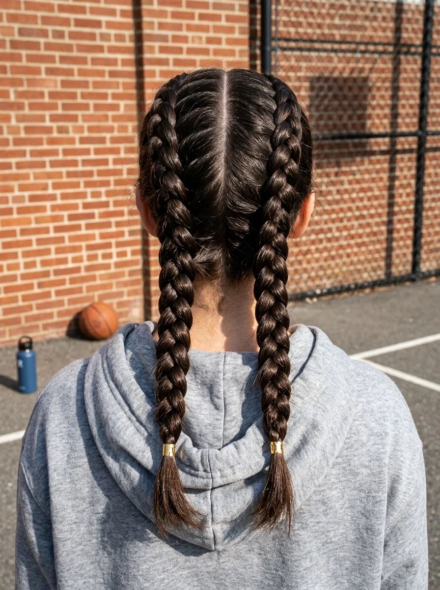 Double Dutch Braids with Gold Cuffs