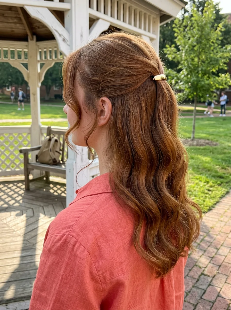 Half-Up Twist with Gold Hair Clip