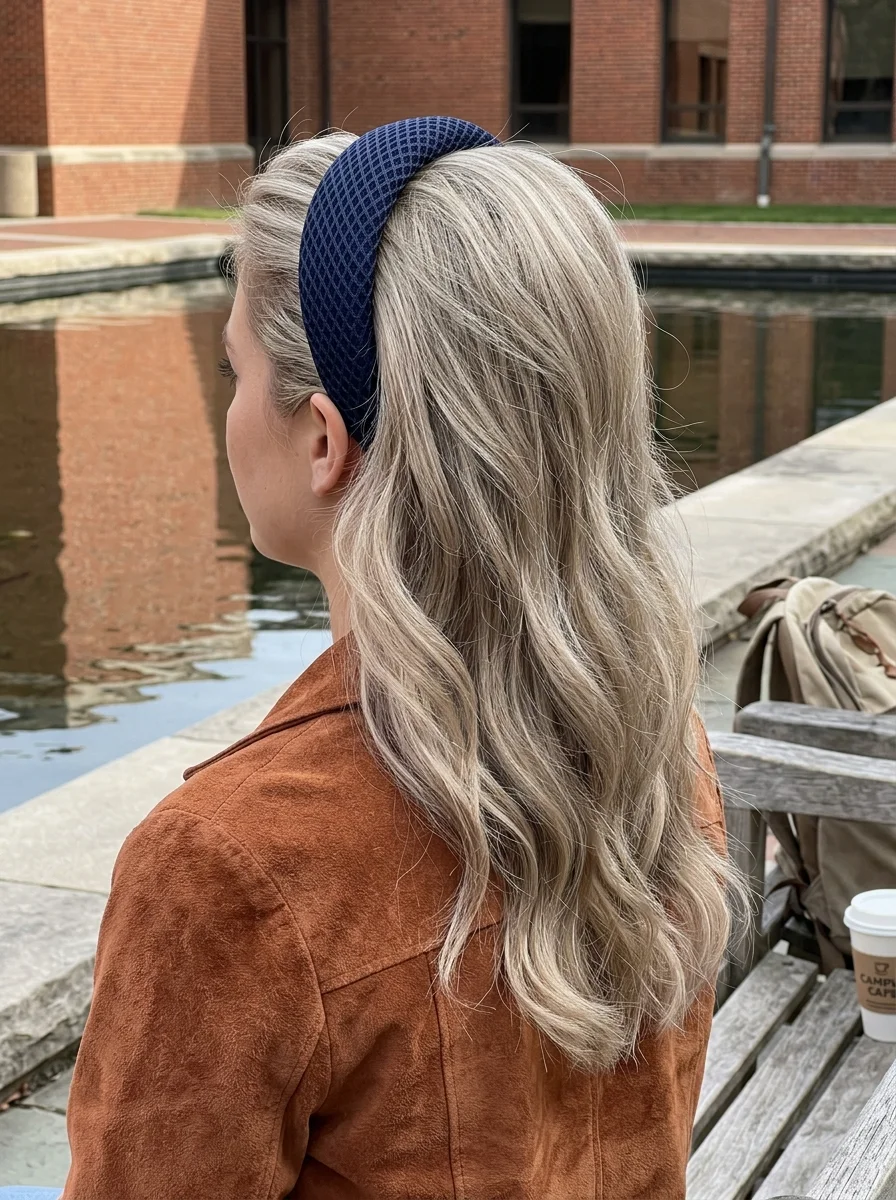 Loose Waves with Navy Blue Headband