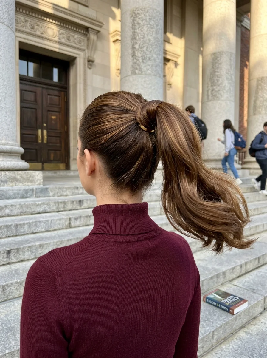 Sleek High Ponytail with Gold Cuff