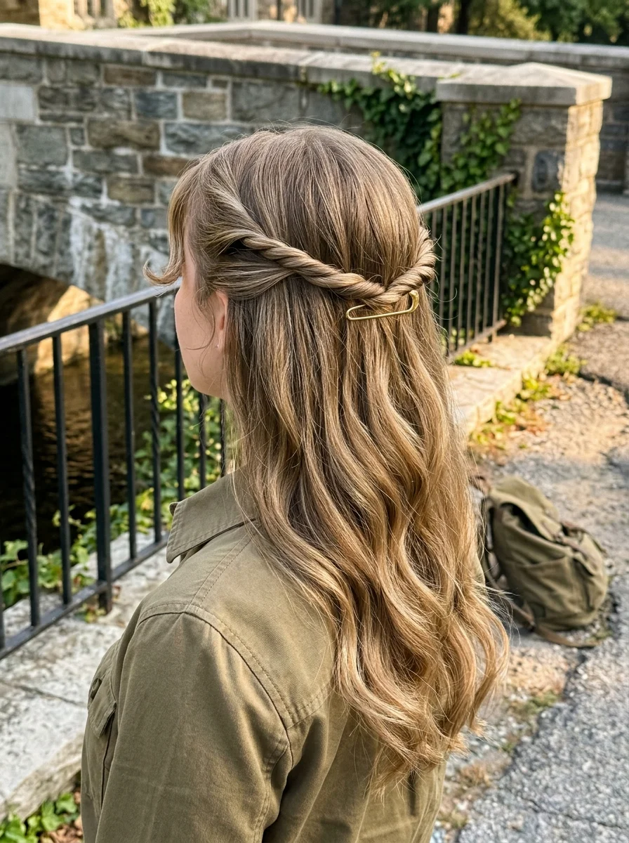 Half-Up Twist with Gold U-Pin