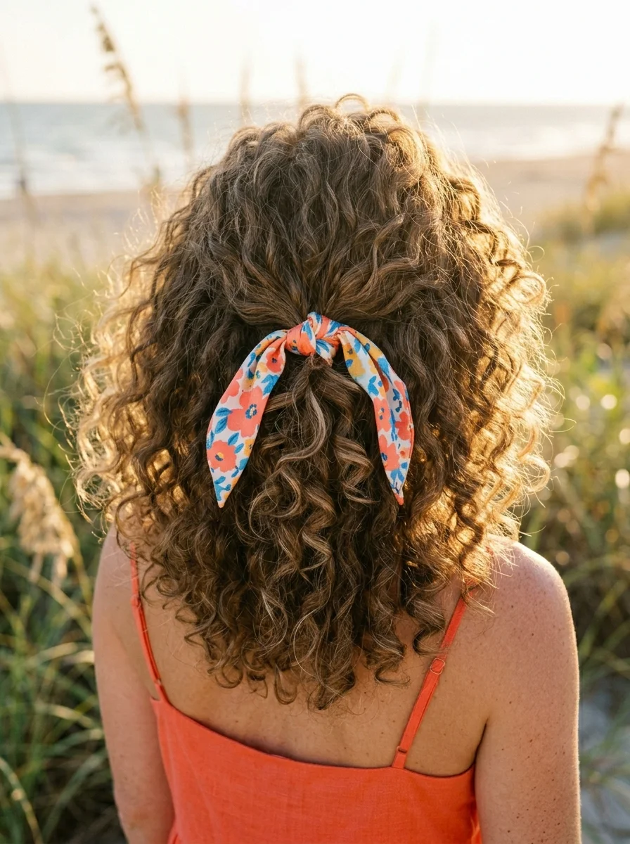 Sunny Day Curls with a Retro Scarf Tie