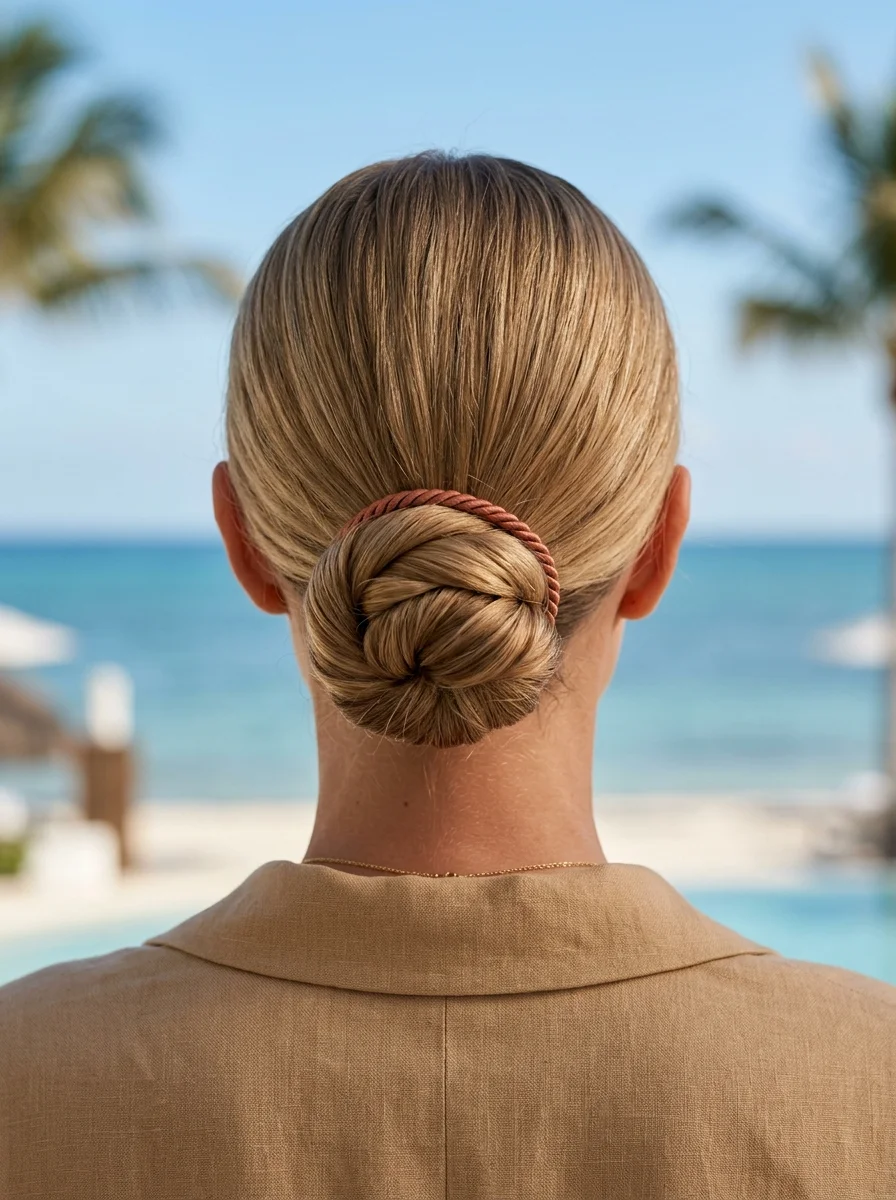 Sleek Twisted Chignon with Rope Accent