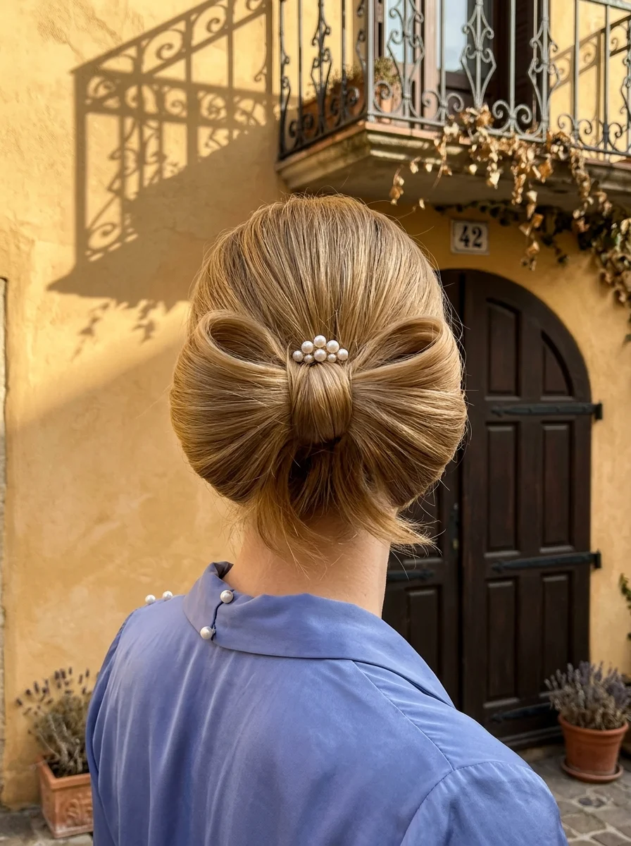 Sculpted Hair Bow with Pearl Cluster