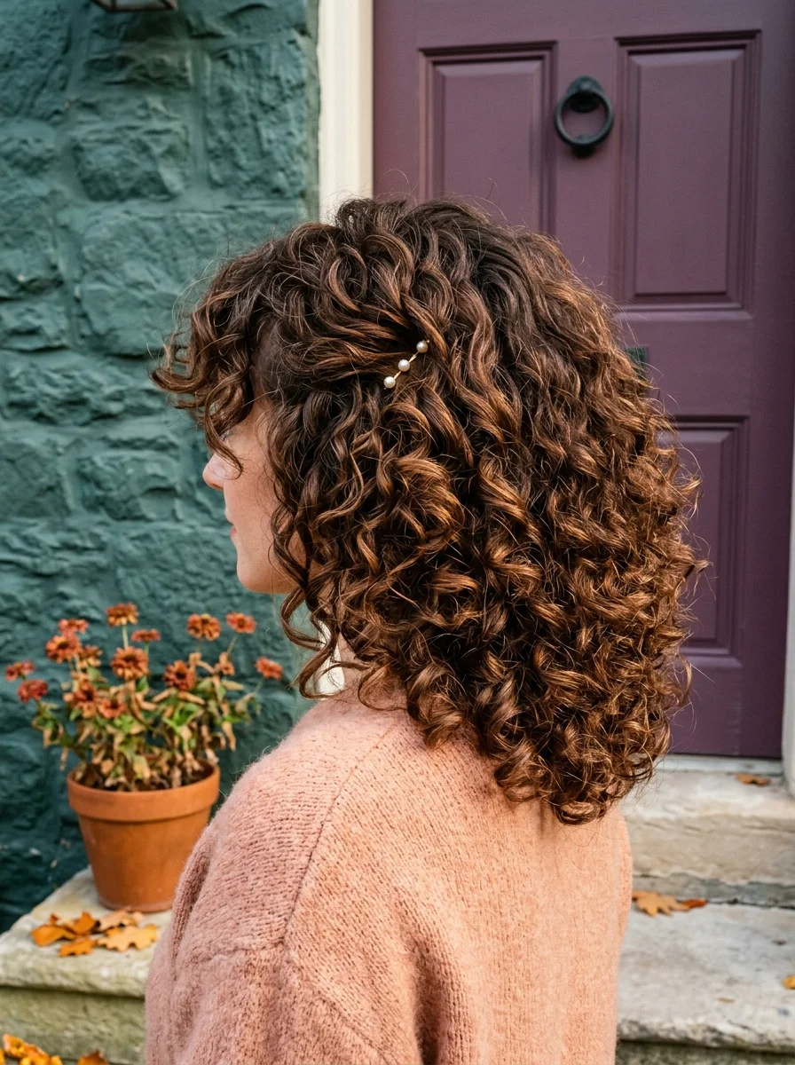 Natural Curls with Pearl Bobby Pins