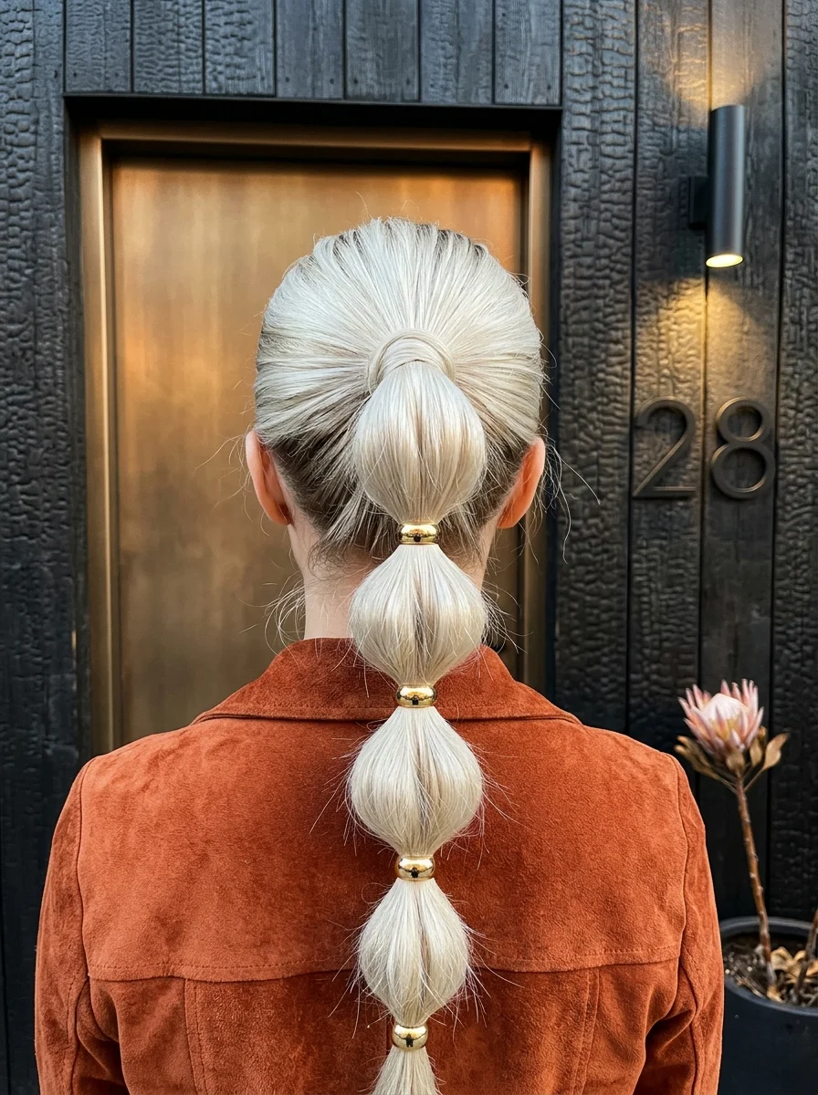 Bubble Ponytail with Gold Cuffs