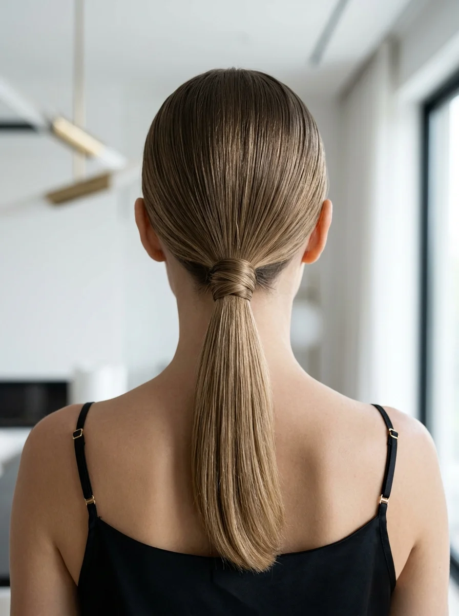 Sleek Sculpted Low Ponytail with Wrapped Detail